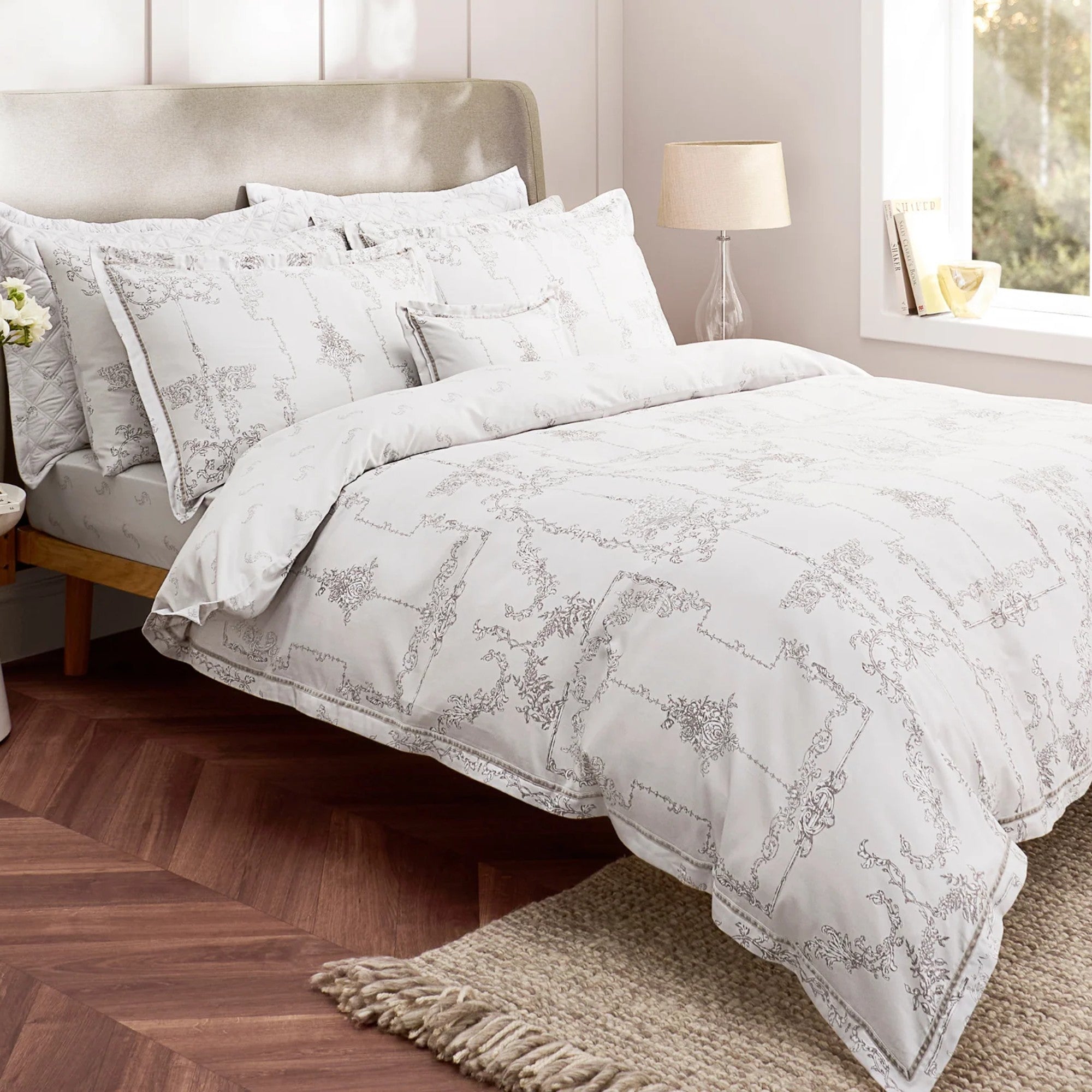 Ambroise Oyster Filled Cushion in Cream/Silver