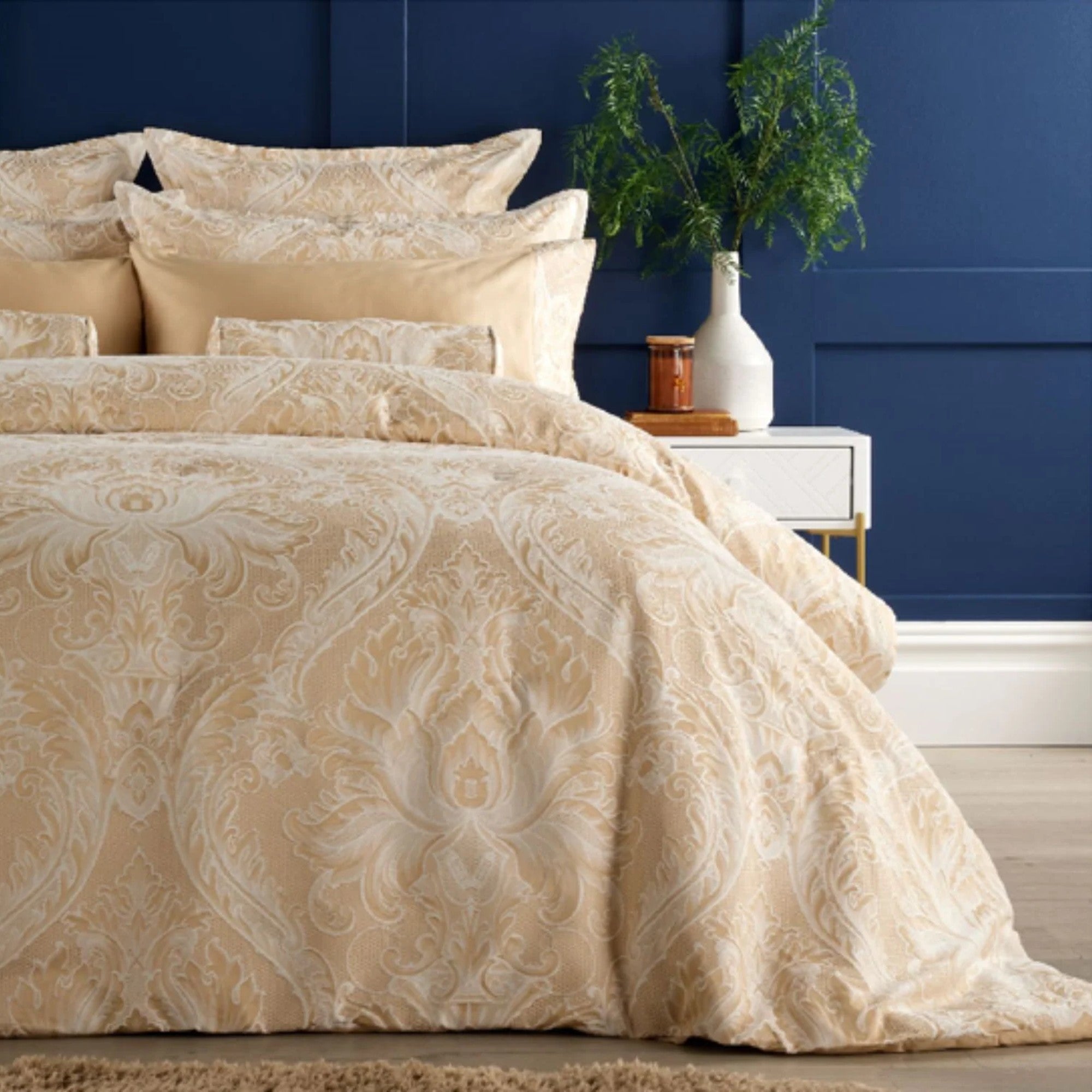 Christy "Fairfield" Jacquard Duvet Cover Sets in Gold
