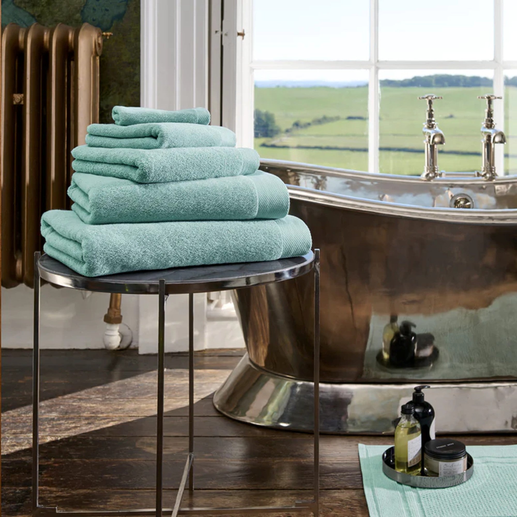 Luxe Bath Towels Collection in Surf Green