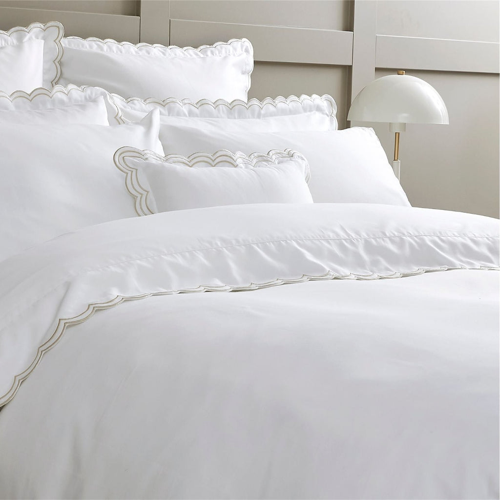 Scallop Edge Filled Cushion in Oyster