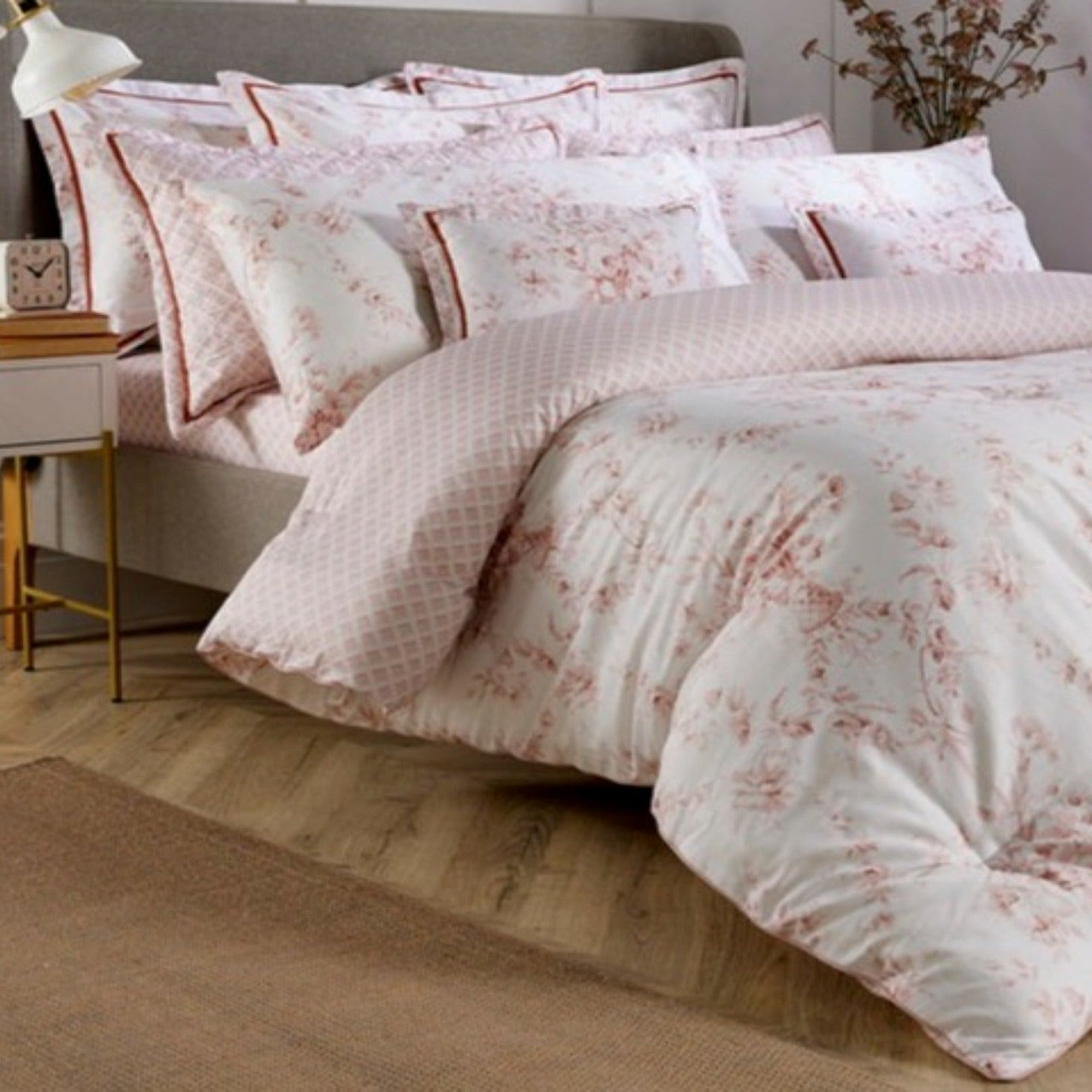 Toile 11 Pcs Comforter Set in Blush (Pink)
