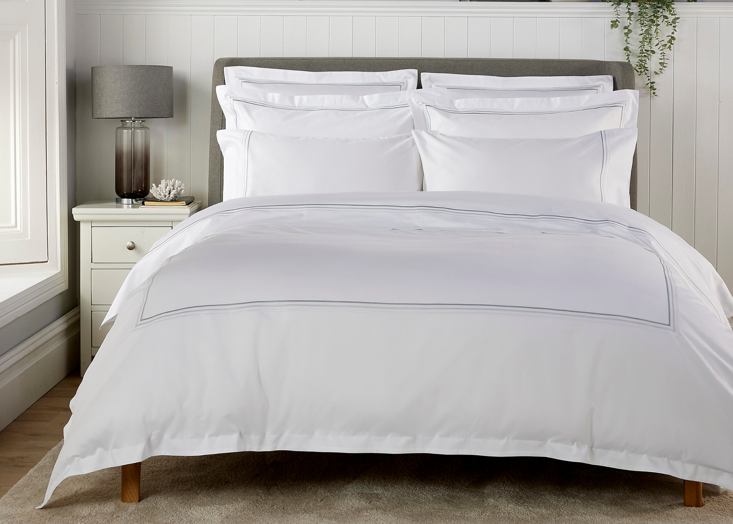 Christy "500TC Luxury Supima" Bed Linen with Duck Egg Triple Embroidery
