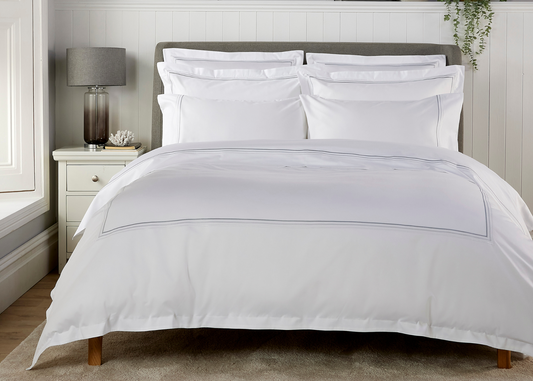 Christy "500TC Luxury Supima" Bed Linen with Duck Egg Triple Embroidery