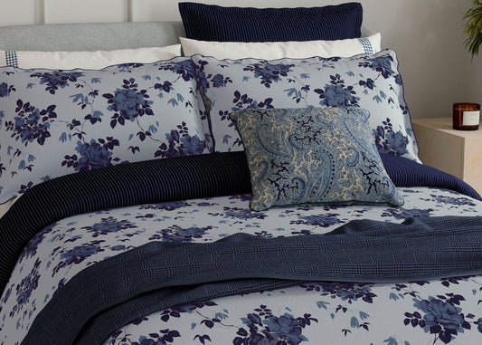 Bedeck of Belfast "Freya" Duvet Cover and Oxford Pillowcase in Indigo