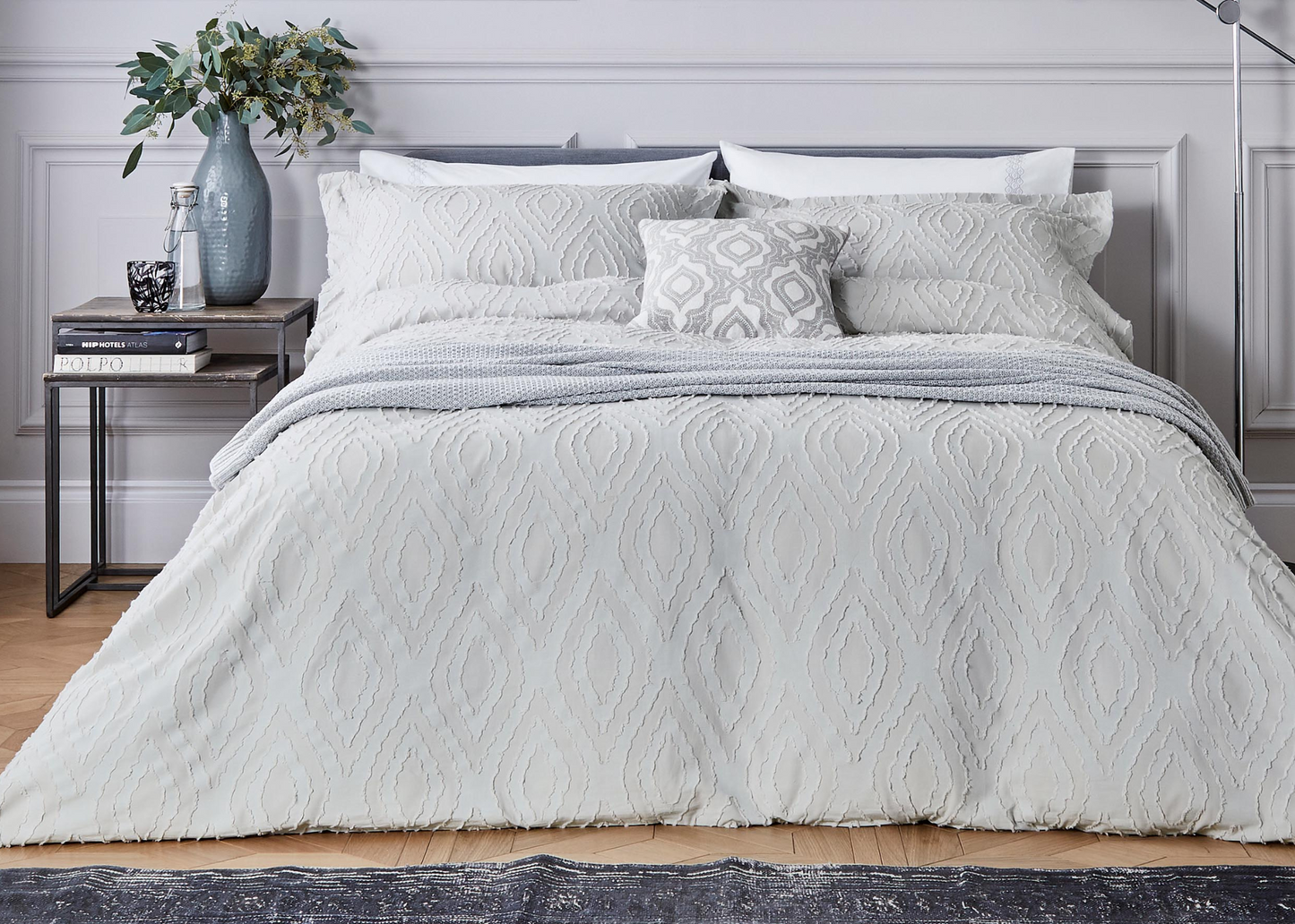 Bedeck of Belfast "Gia" Duvet Cover and Oxford Pillowcase in Silver