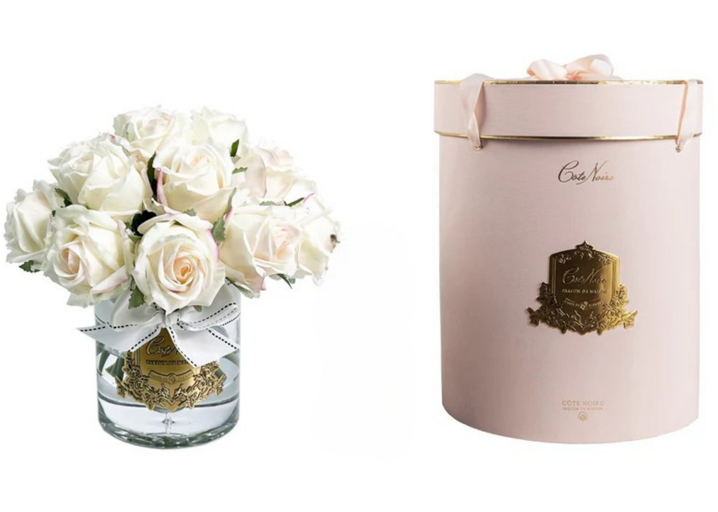 "Grand Rose Buds Bouquet" in Glass Vase – 21 Artificial Silk Flowers