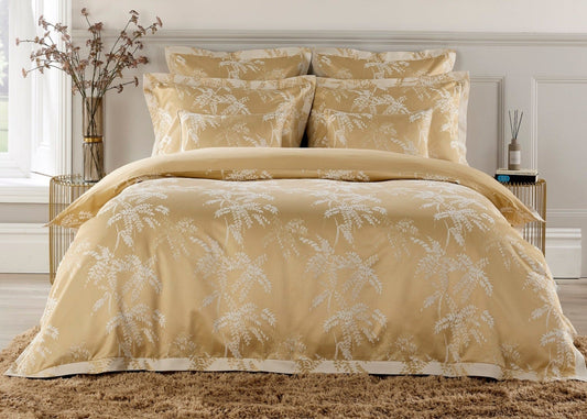 Christy "Holkham" Jacquard Duvet Cover Sets in Wheat (Gold)