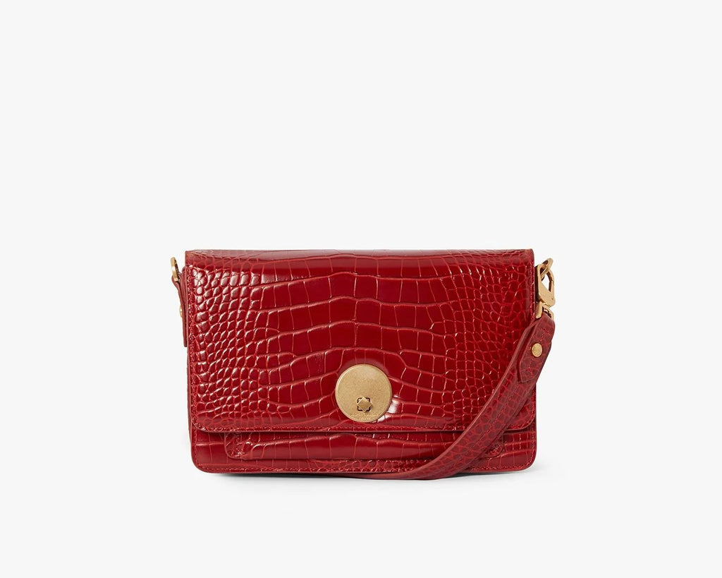 Jasper Conran "Celia" Croc East West Multi Strap Bag in Red