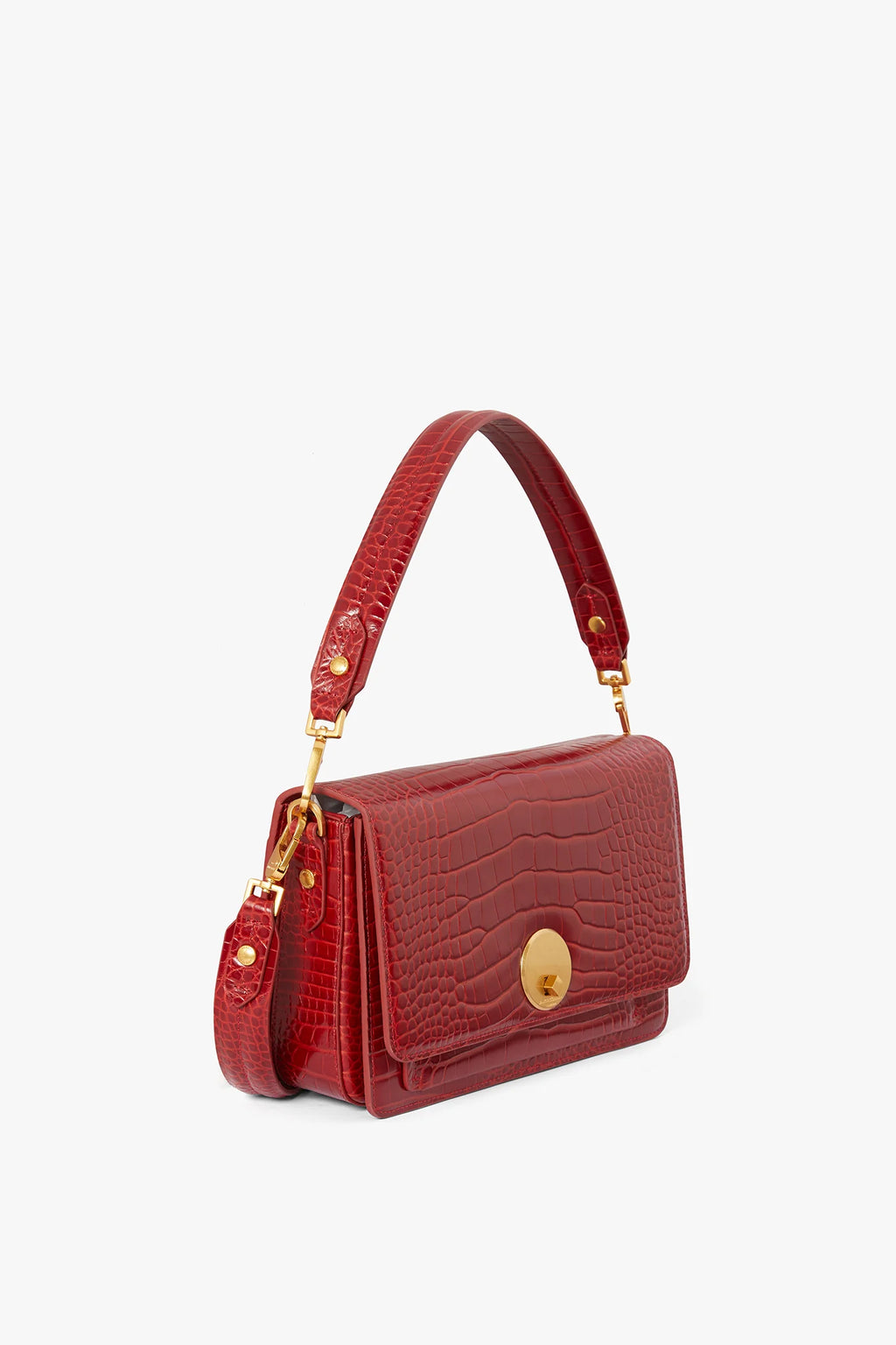 Jasper Conran "Celia" Croc East West Multi Strap Bag in Red