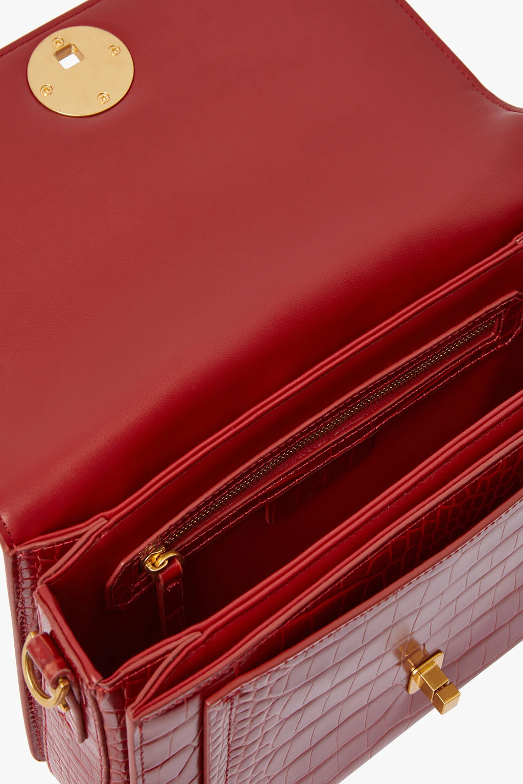 Jasper Conran "Celia" Croc East West Multi Strap Bag in Red