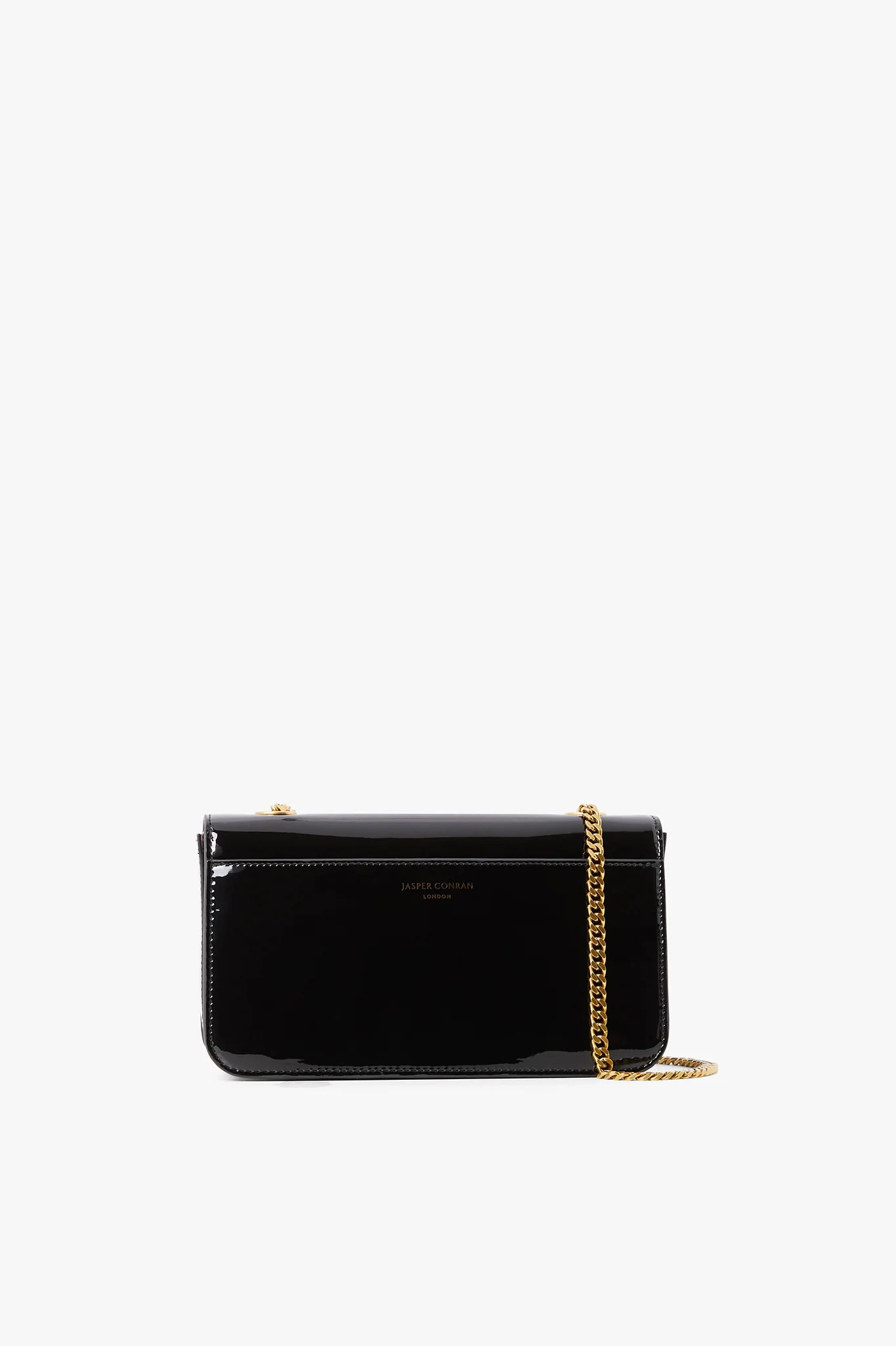 Jasper Conran Celia Patent Chain Strap Evening Bag in Black