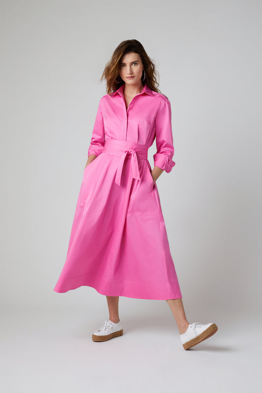 Jasper Conran Blythe Full Skirt Shirt Dress Pink