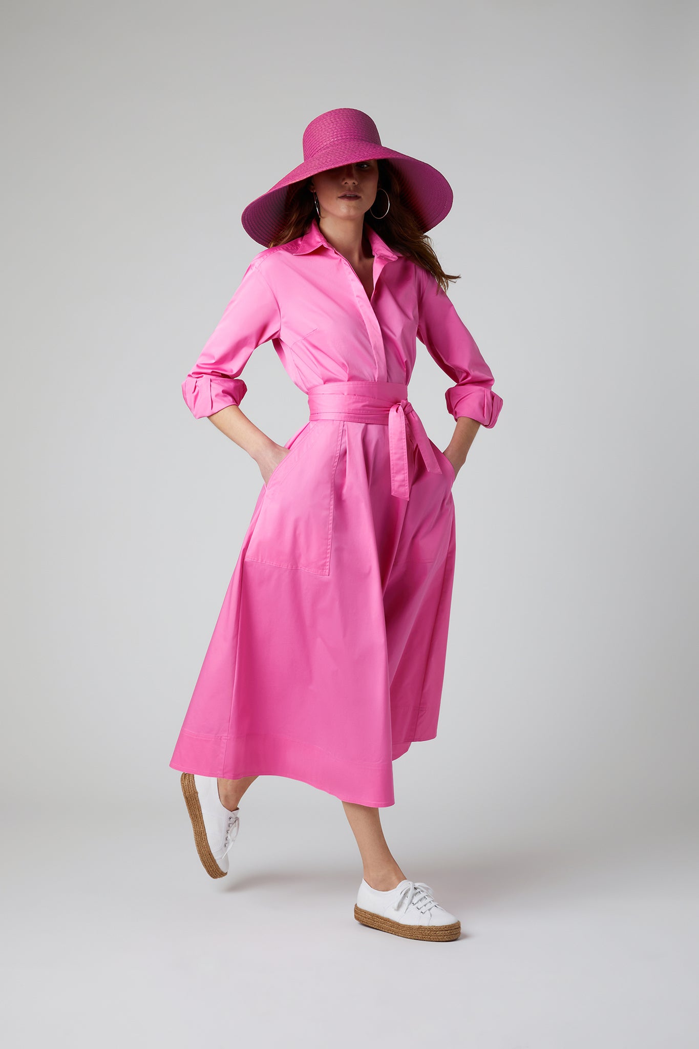 Jasper Conran Blythe Full Skirt Shirt Dress Pink