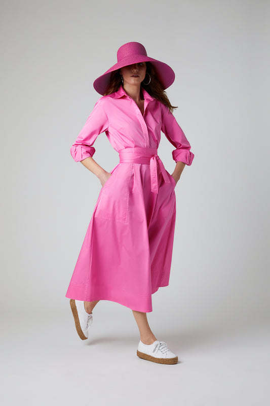 Jasper Conran Blythe Full Skirt Shirt Dress Pink