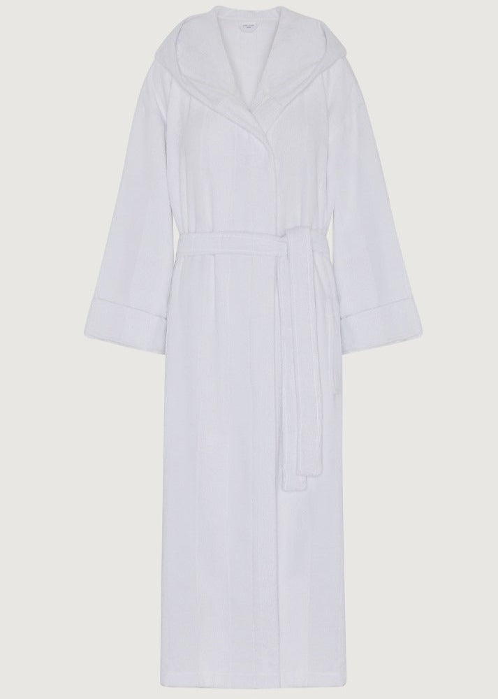 Jasper Conran "Stripe Hooded Robe" in White