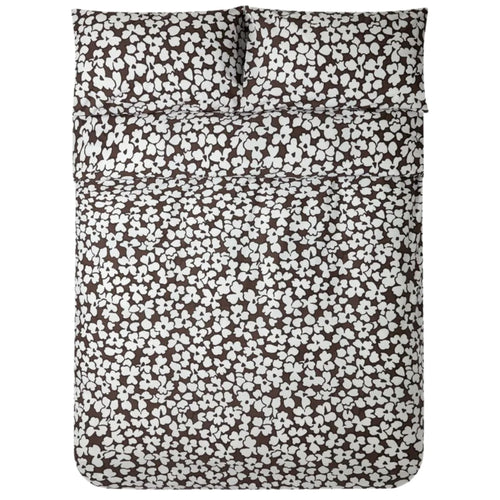 Abstract Floral Print Duvet Cover Set in Chocolate