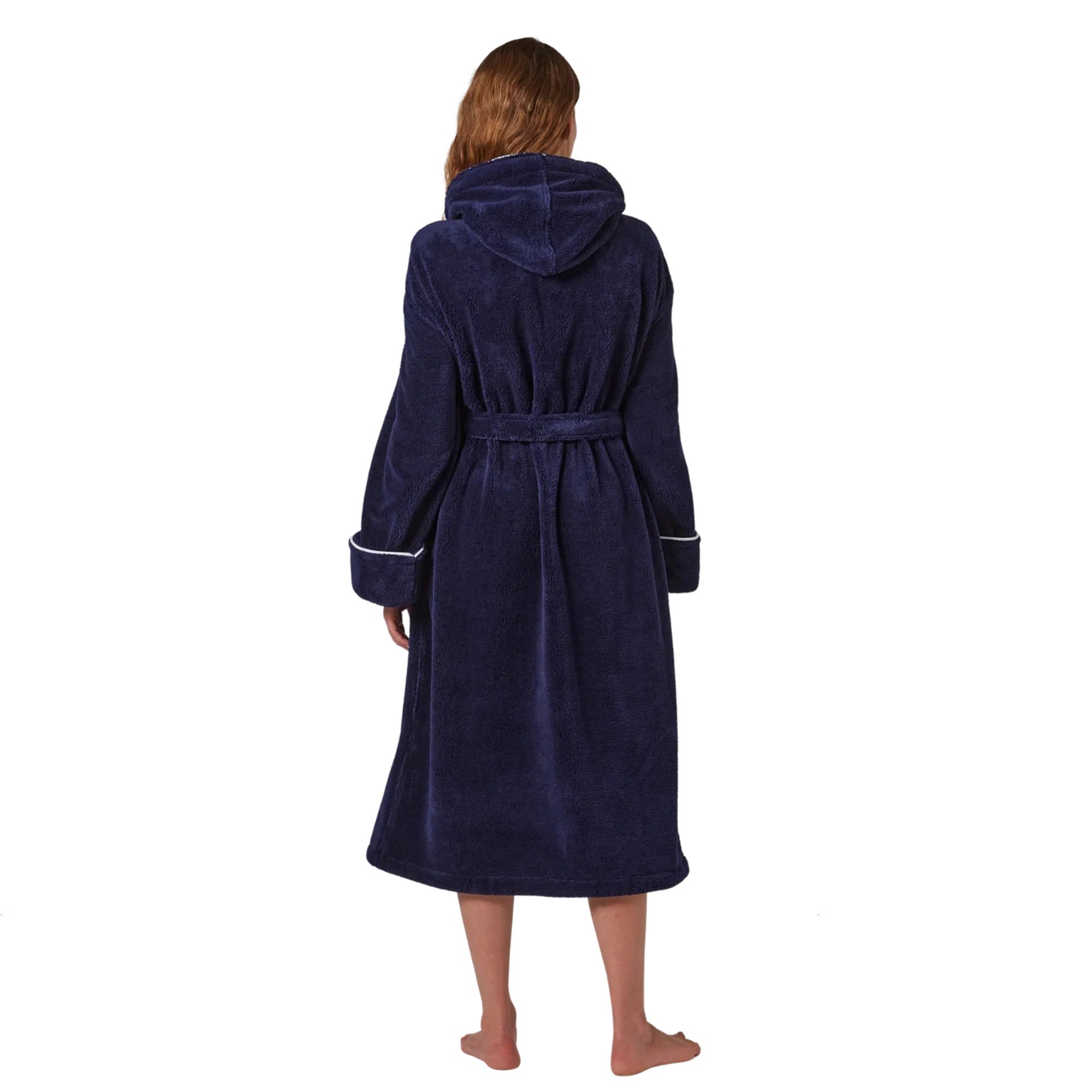 Jasper Conran "Microfibre" Bath Robe with Piping in Navy Blue