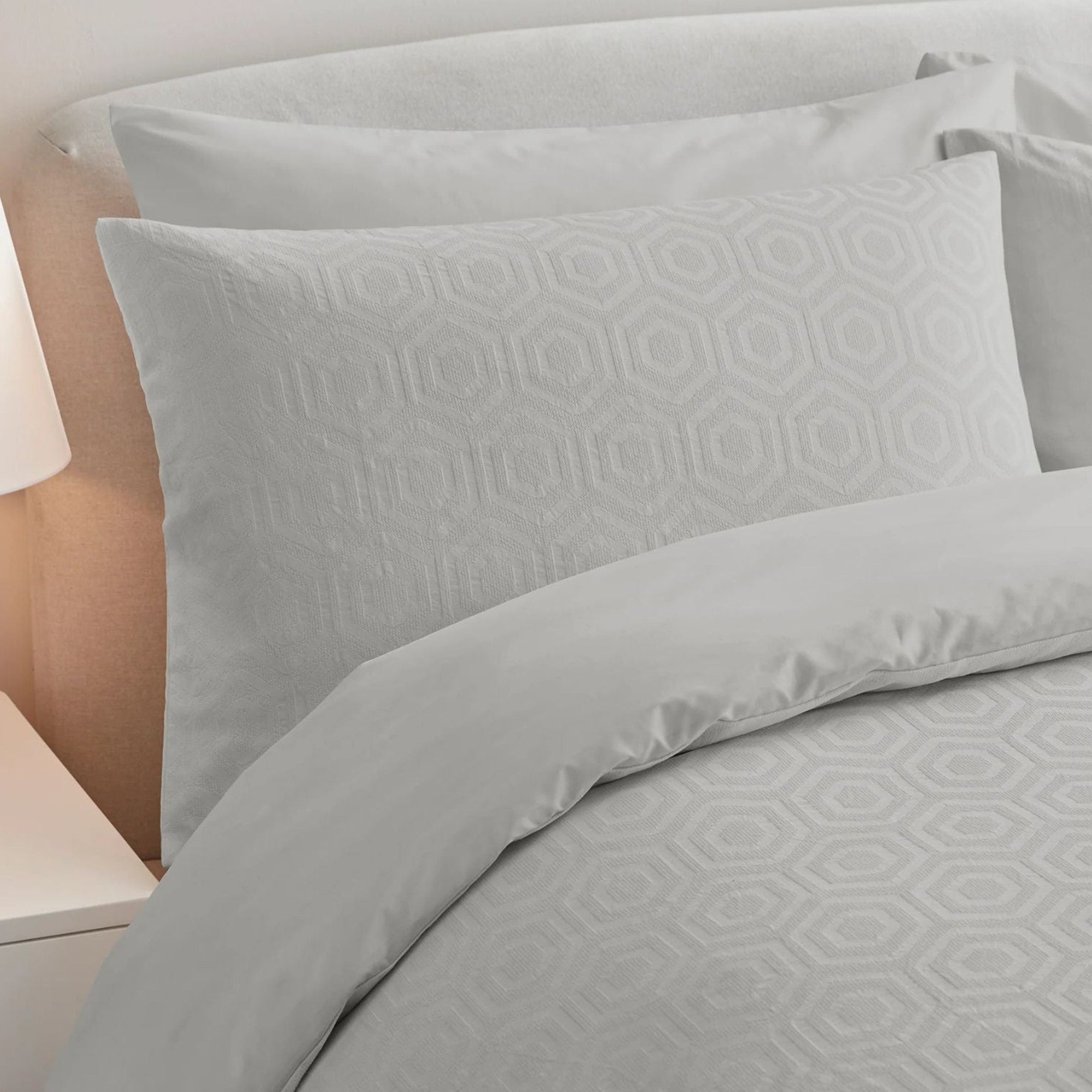 Hexagonal Duvet Cover Set in Lunar Rock