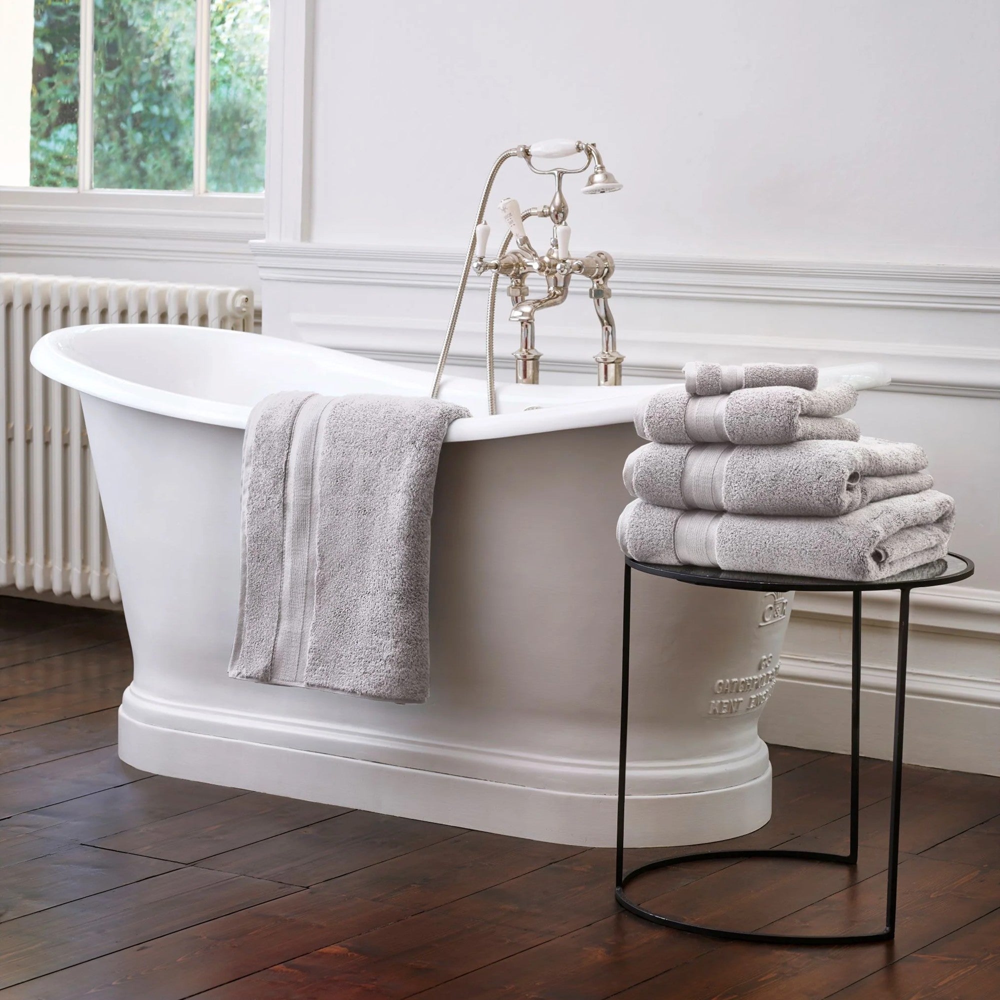 Zero Twist Cotton Bath Towels Collection in Pearl Grey