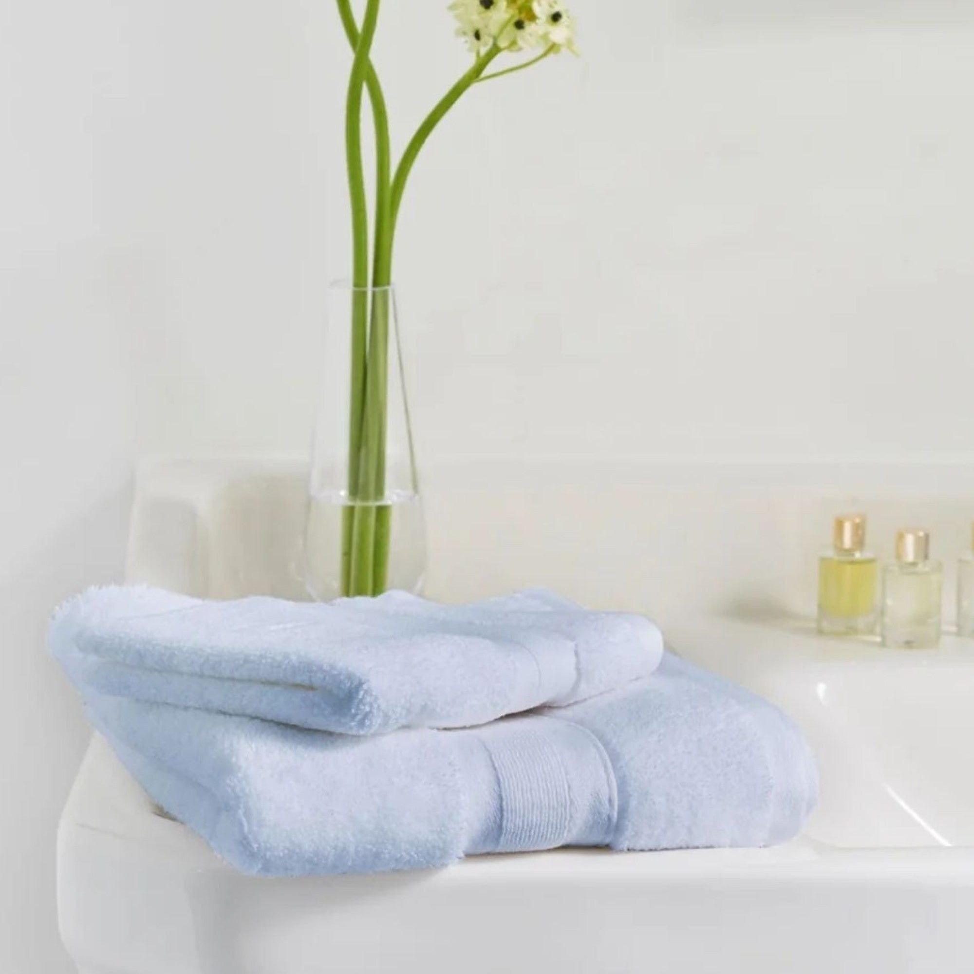 Zero Twist Cotton Bath Towels Collection in Pale Blue