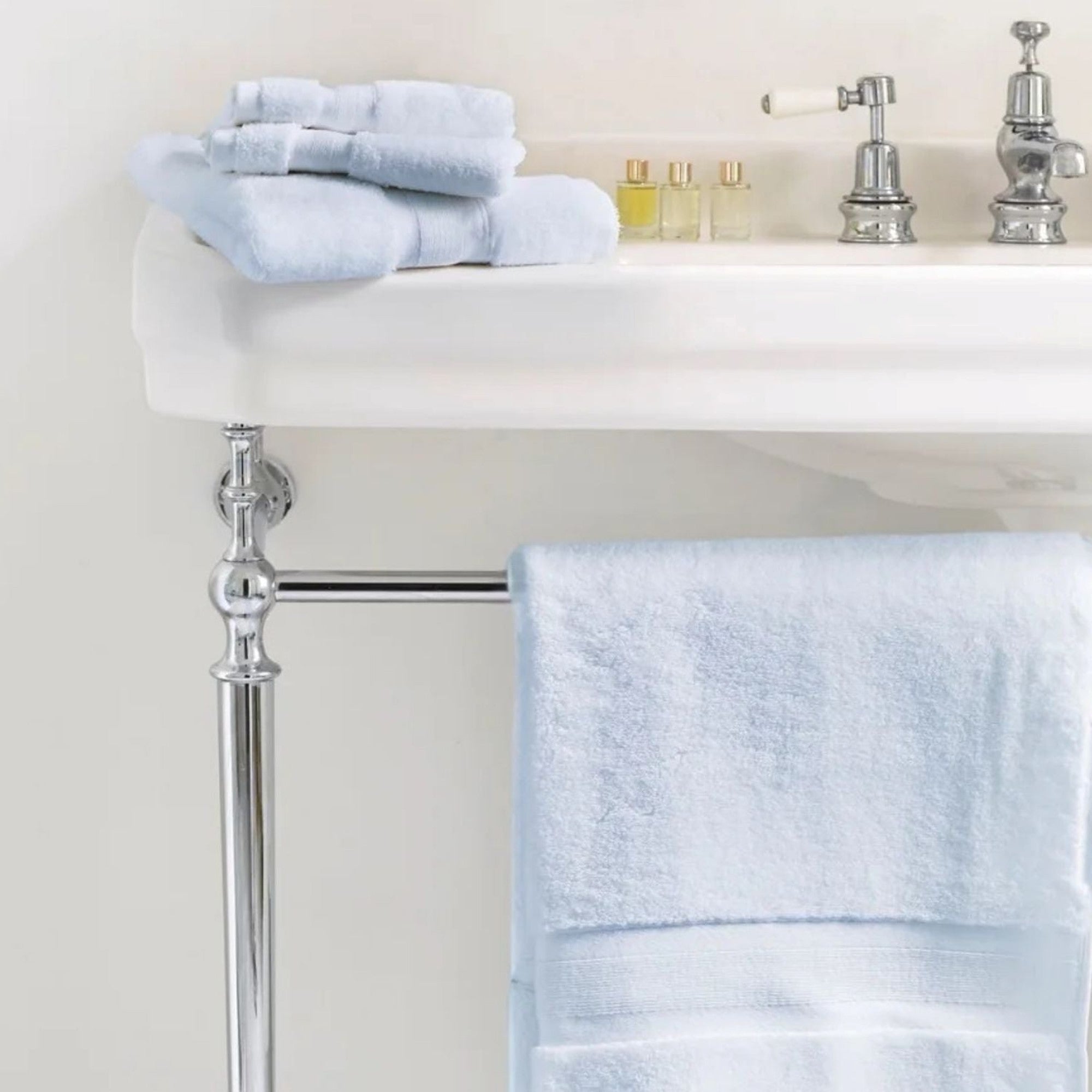 Zero Twist Cotton Bath Towels Collection in Pale Blue