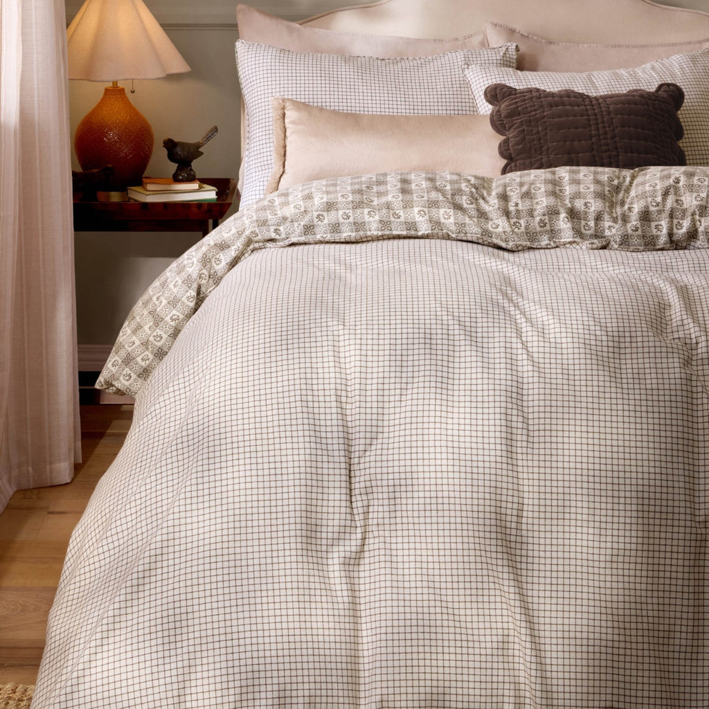 Hartley Check Duvet Cover Set in Dark Truffle Brown