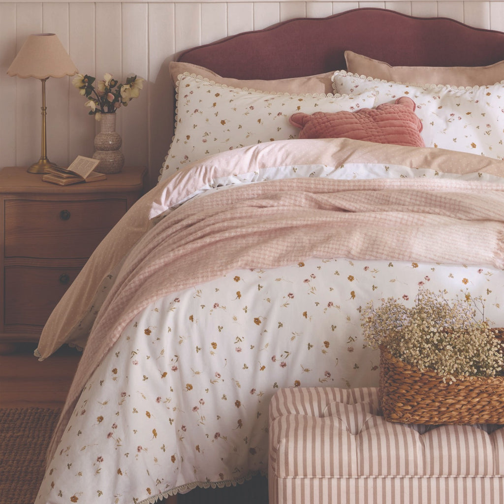 Neve Floral Duvet Cover Set in Plaster Pink