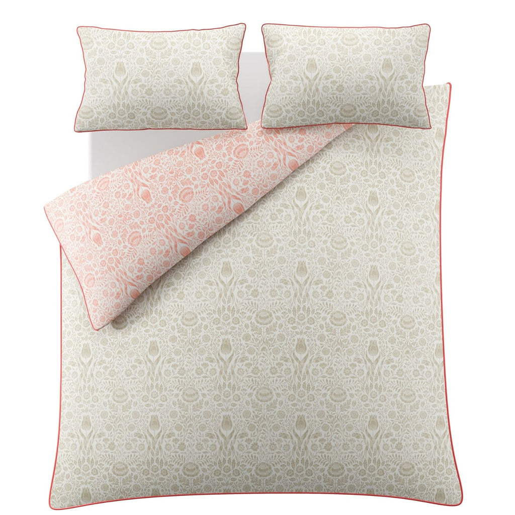 Ashstead Damask Duvet Cover Set in Natural Coral