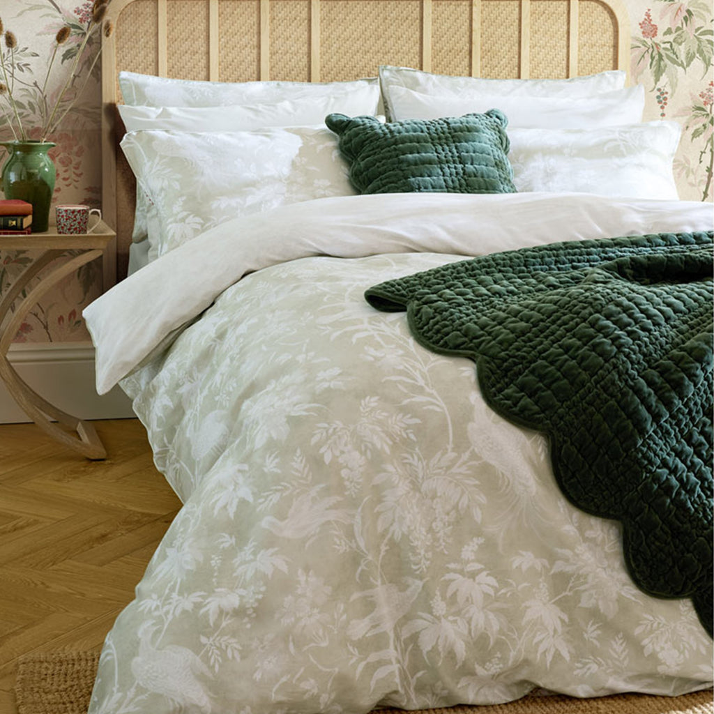 Brady Scalloped Bedspread in Pine Green