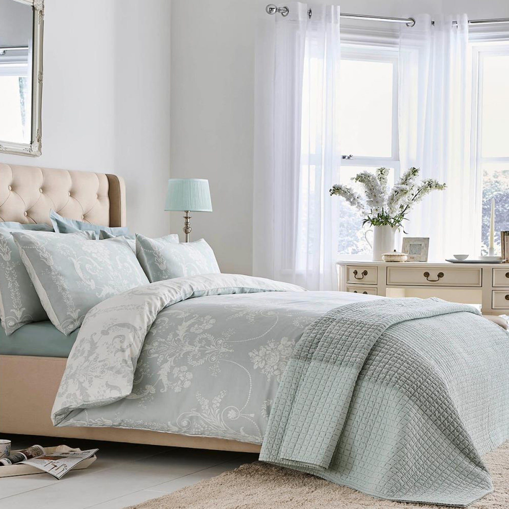 Josette Duvet Cover Set in Duck Egg