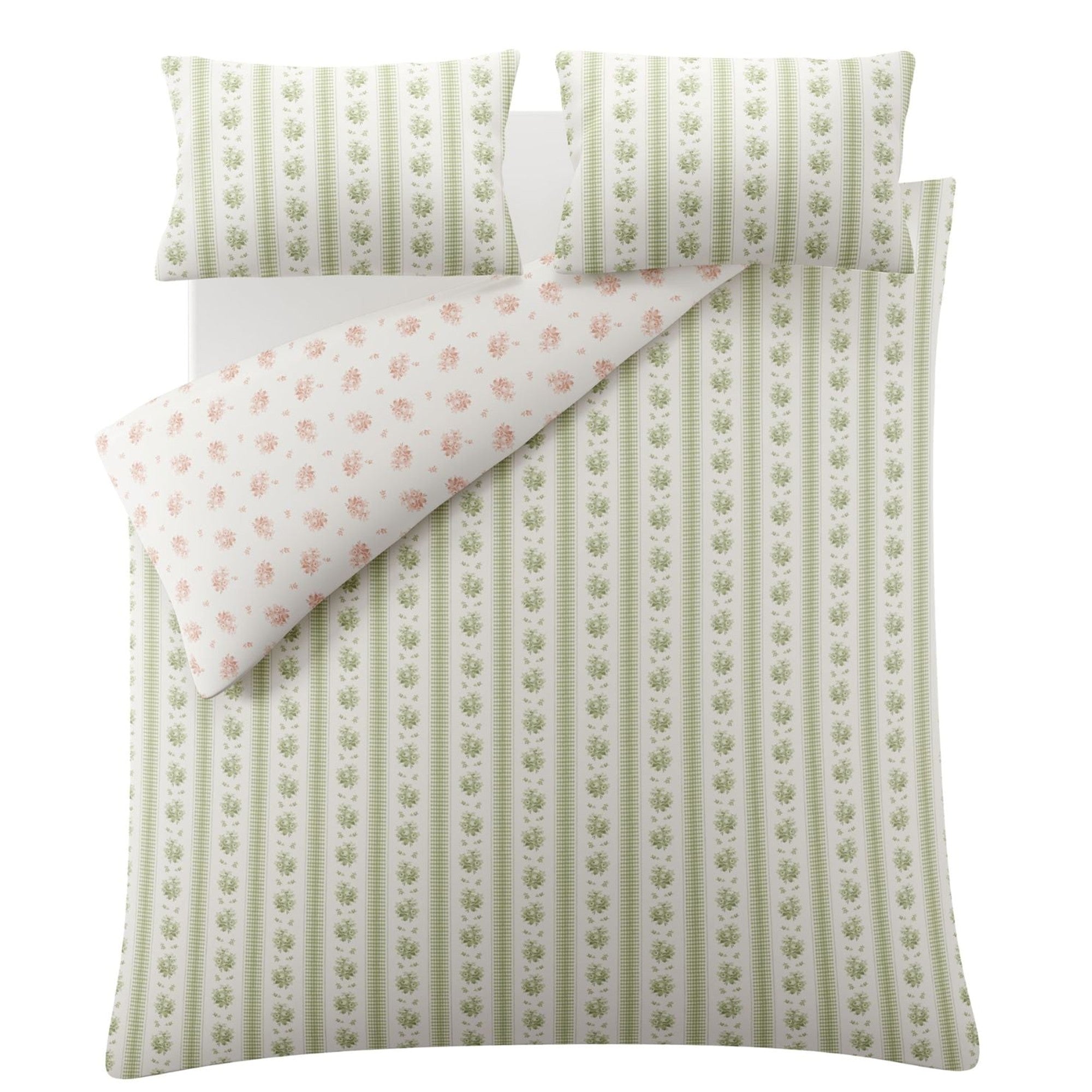 Pensham Stripe Duvet Cover Set in Sage Pink