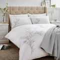 Pussy Willow Embroidery Duvet Cover Set in Dove Grey