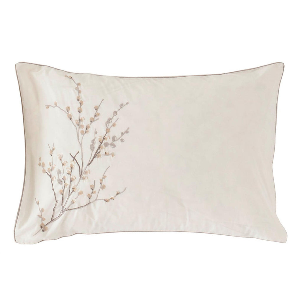 Pussy Willow Embroidery Duvet Cover Set in Dove Grey