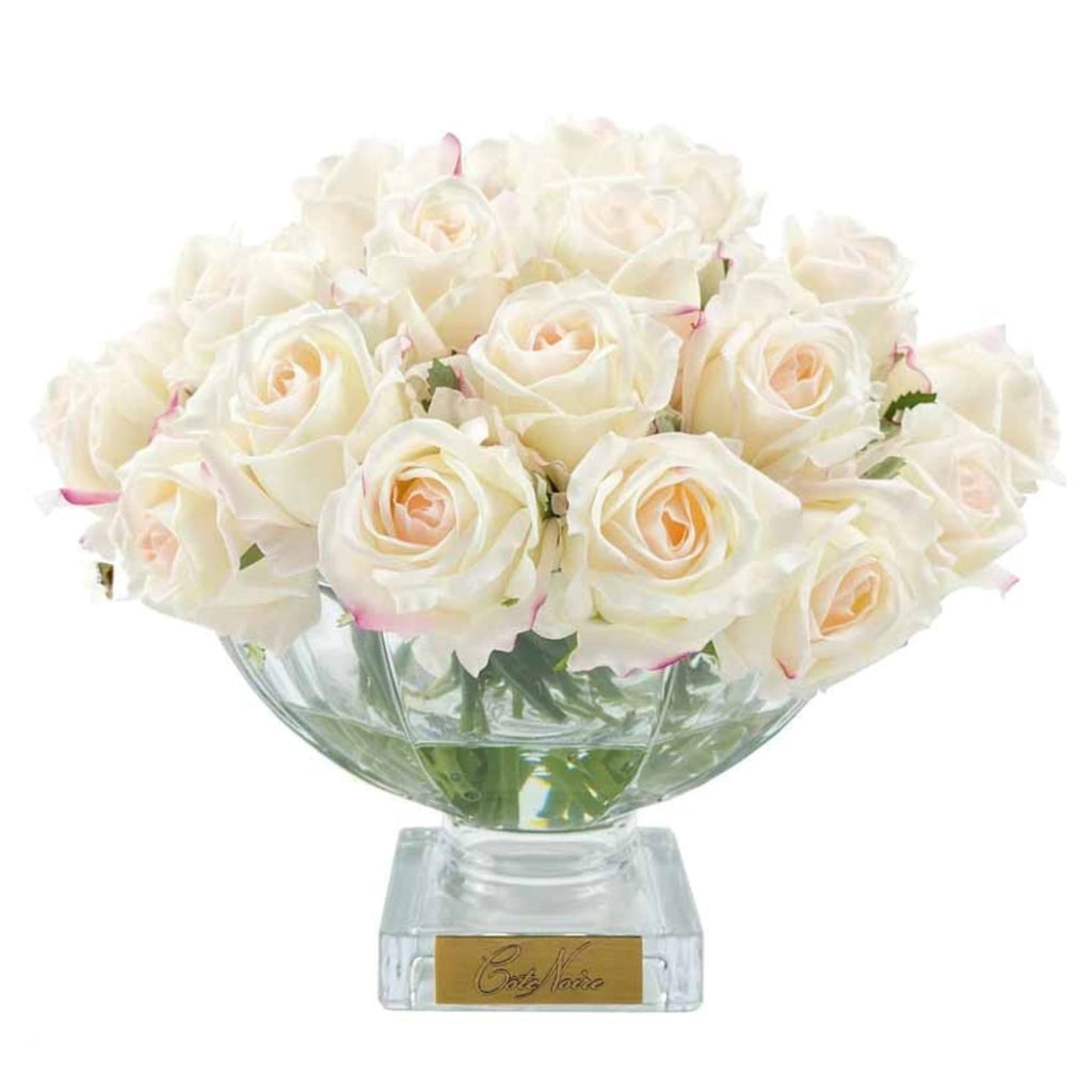 Centerpiece Rose Buds in Glass Vase – 37 Artificial Silk Flowers