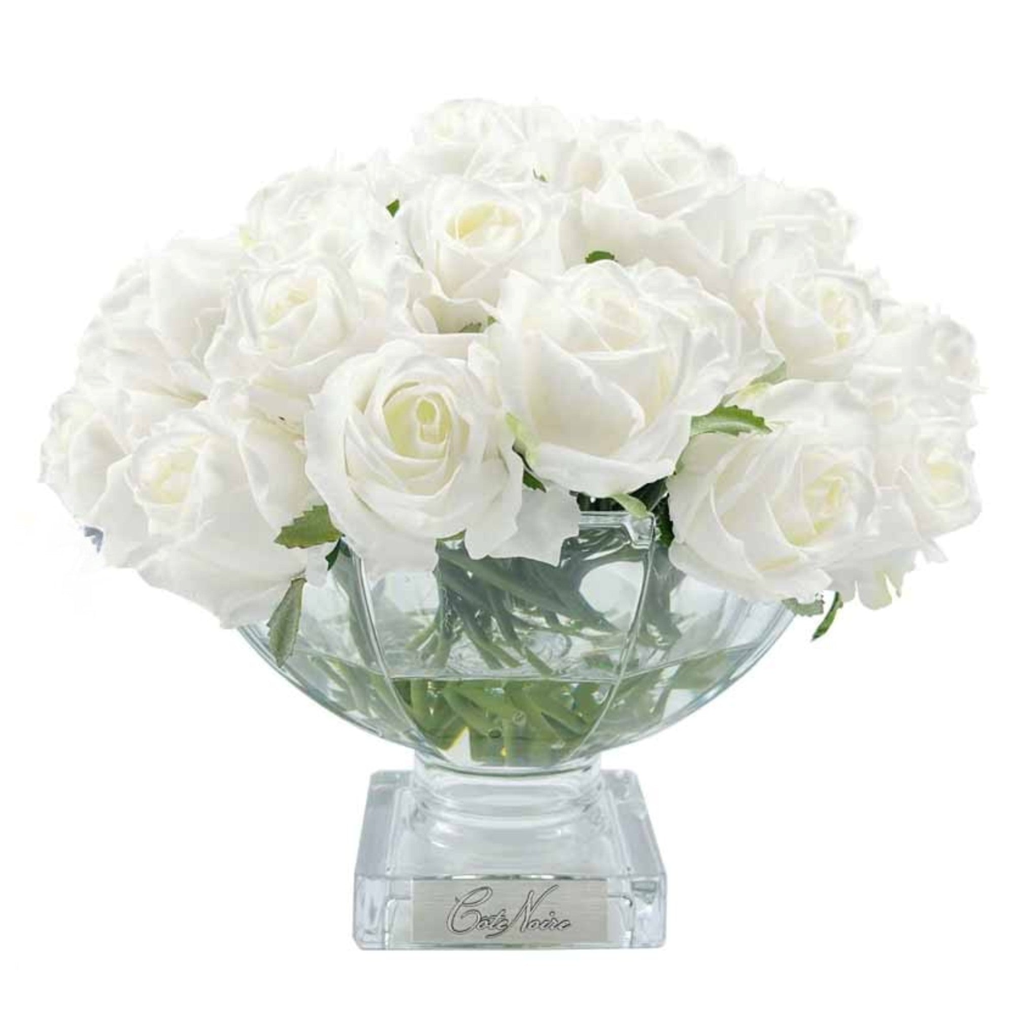 Centerpiece Rose Buds in Glass Vase – 37 Artificial Silk Flowers