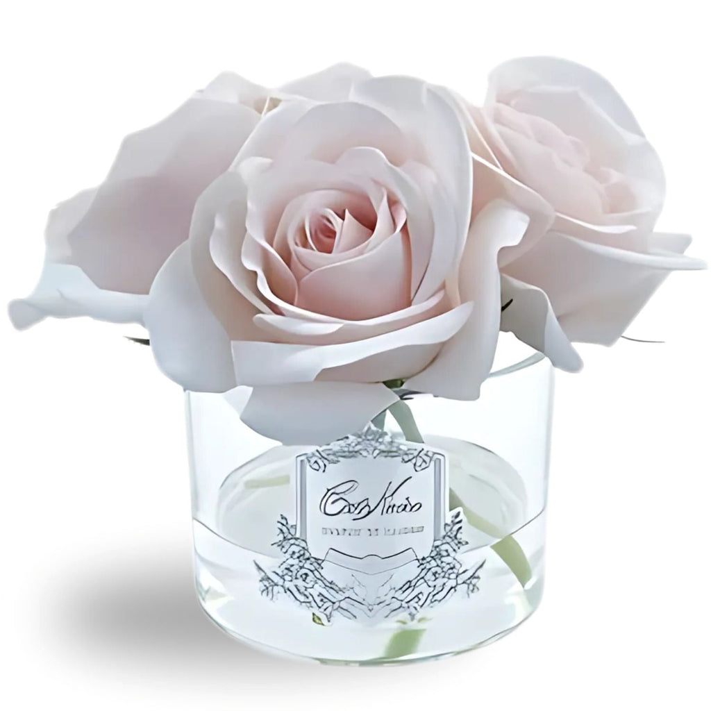 Five Rose Bouquet in Glass Vase – 5 Artificial Silk Flowers