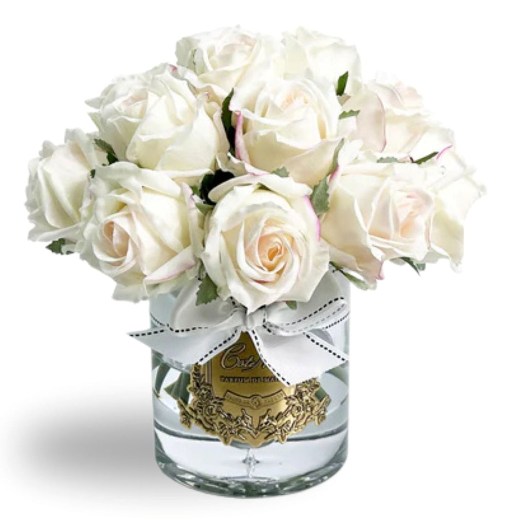 Grand Rose Buds Bouquet in Glass Vase – 21 Artificial Silk Flowers