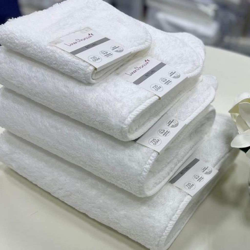 Linen Obsession "Ritual" Bath Towels Collection in White