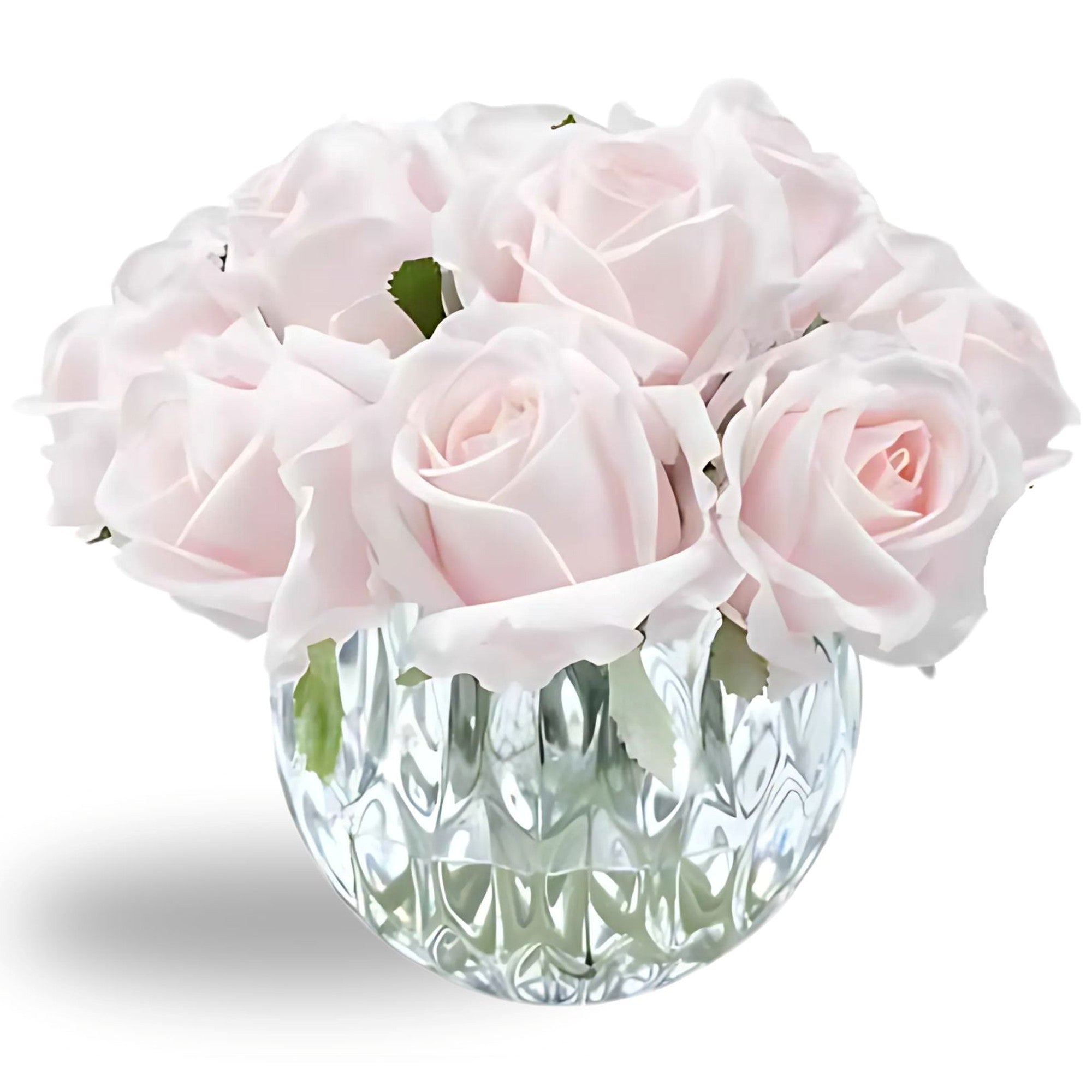 Rose Buds Bouquet in Glass Vase – 13 Artificial Silk Flowers