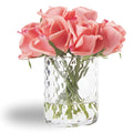 Rose Buds Herringbone Bouquet in Glass Vase – Artificial Silk Flowers