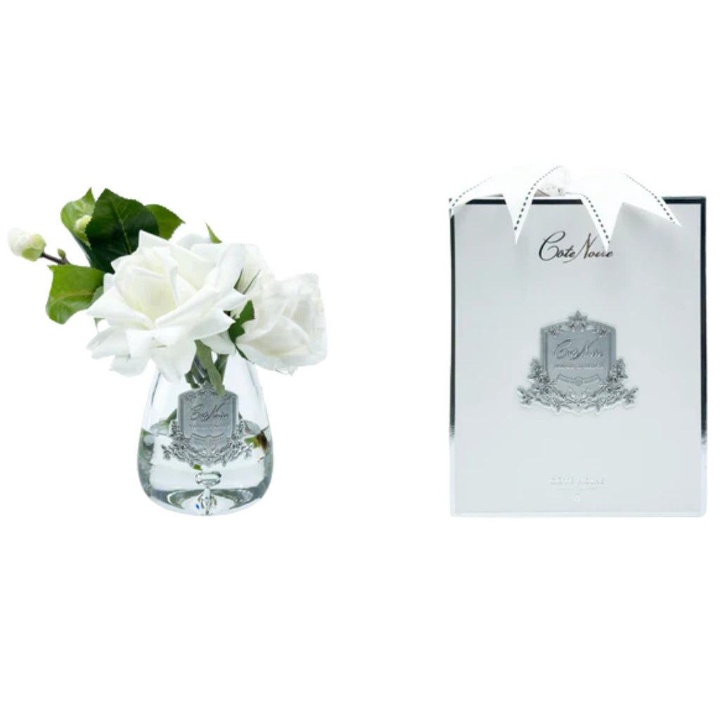 Tea Rose Bouquet in Glass Vase – Artificial Silk Flowers