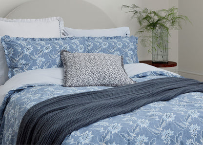 Bedeck of Belfast "Miya" Duvet Cover and Oxford Pillowcase in Chambray Blue