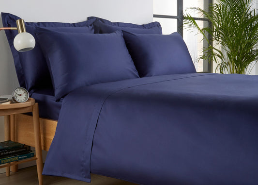 Christy "400 TC Sateen" Plain Dyed Sheets in Colour Navy