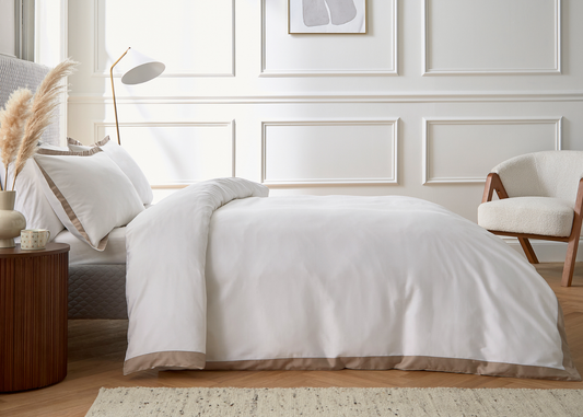 Bedeck of Belfast "Olenna" Duvet Cover Set in Truffle/Chalk