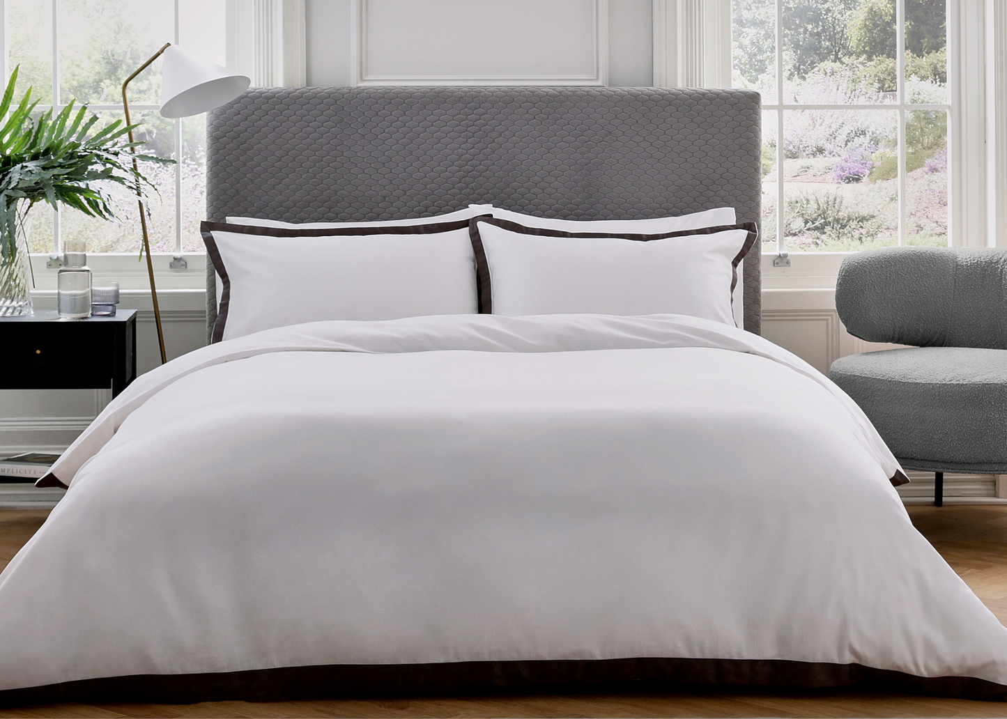 Bedeck of Belfast "Olenna" Duvet Cover Set in Charcoal/White