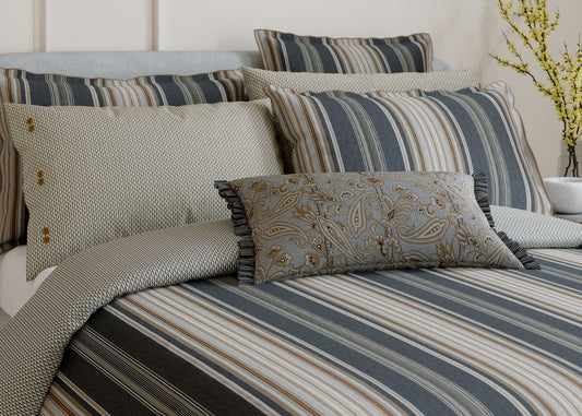 Bedeck of Belfast "Oscar" Duvet Cover and Oxford Pillowcase in Charcoal & Tan