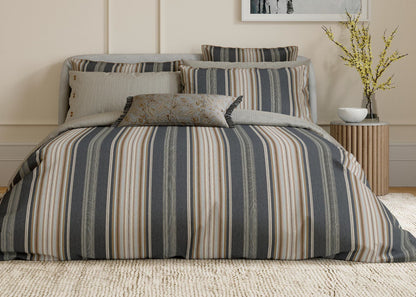 Bedeck of Belfast "Oscar" Duvet Cover and Oxford Pillowcase in Charcoal & Tan