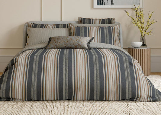 Bedeck of Belfast "Oscar" Duvet Cover and Oxford Pillowcase in Charcoal & Tan