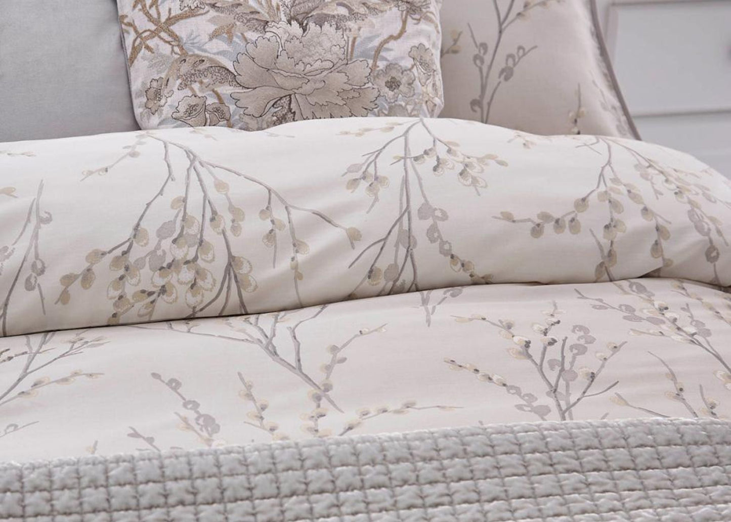 Laura Ashley "Pussy Willow" Duvet Cover Set in Dove Grey