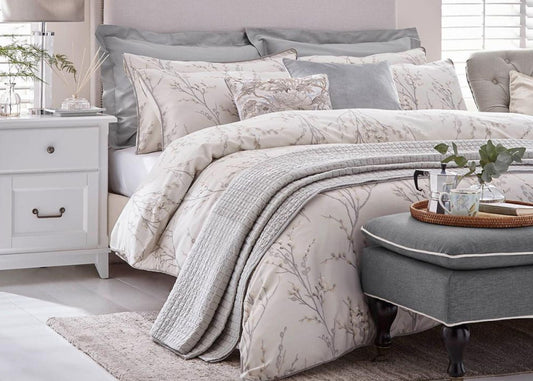 Laura Ashley "Pussy Willow" Duvet Cover Set in Dove Grey